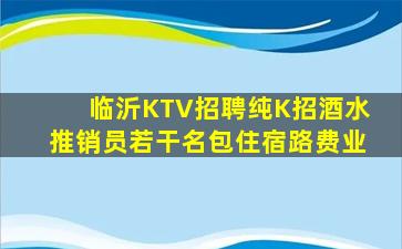 临沂KTV招聘纯K招酒水推销员若干名包住宿路费业